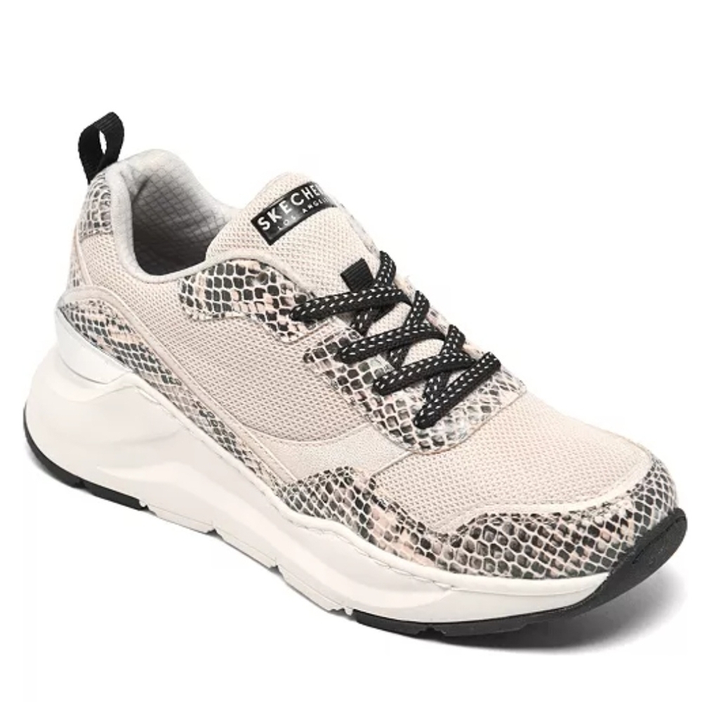 Skechers Beige Snake-Print Mesh Sneakers - Picture 8 of 10
